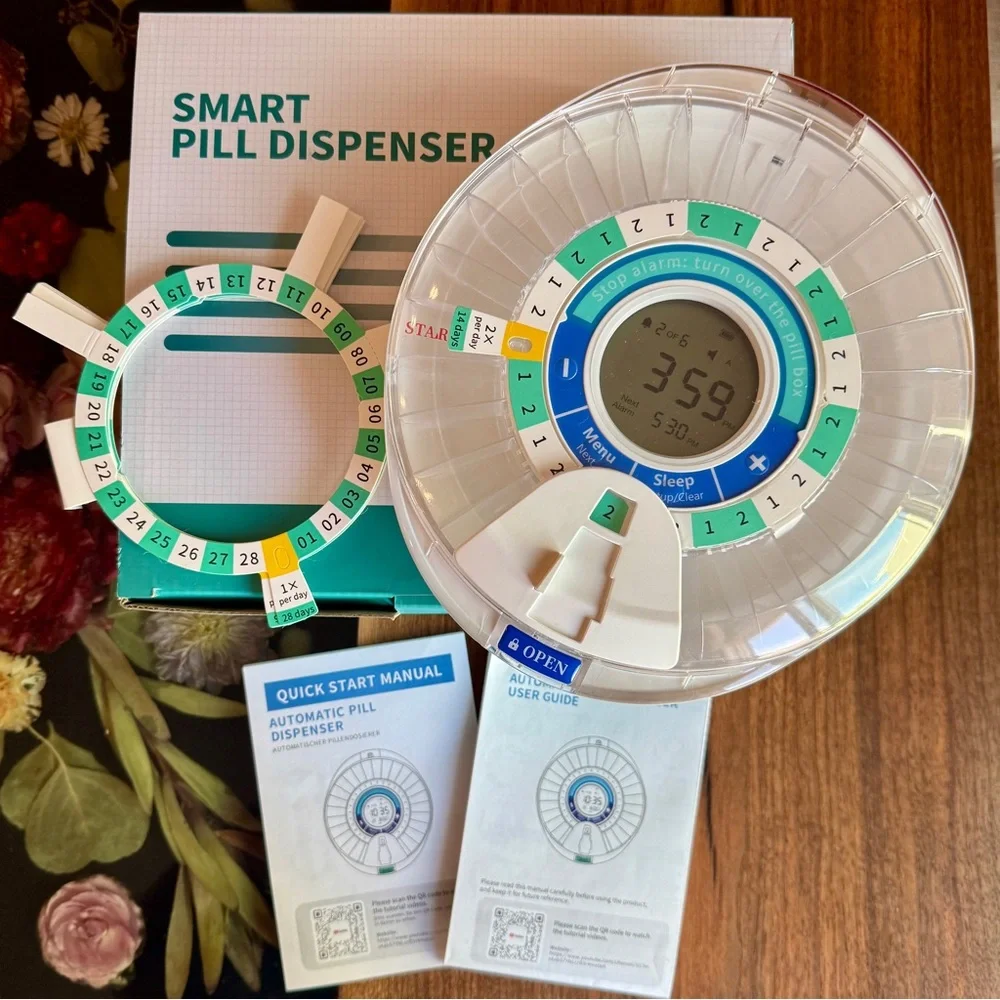 Smart Pill Dispenser 28 Slot Automatic Lighted Noise Alarm LCD Medicine Manager